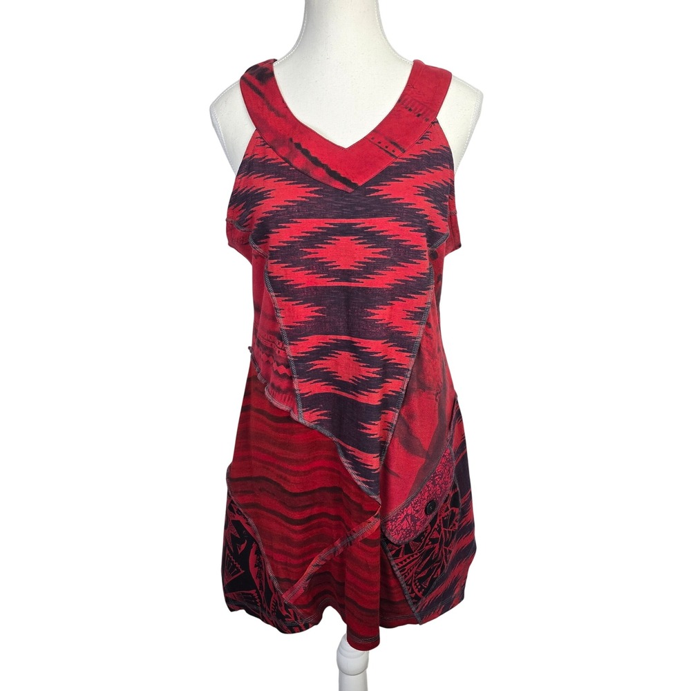 Parsley & Sage‎ Red Aztec Print Cotton Dress Casual Sleeveless Medium